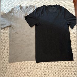 lululemon athletica Gray and Black Short Sleeve licensed to train dri-fit tees